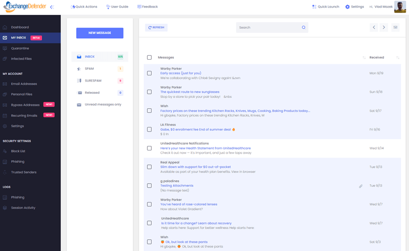 Always on email archiving